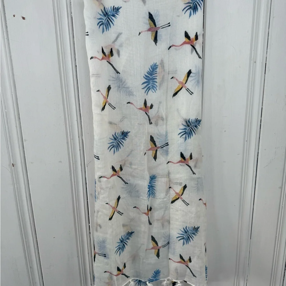 LOFT Flamingo and Leaf Print Scarf